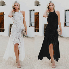 Elegant Solid Lace Cutout Dress Back Dress