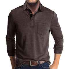 Mens Long-sleeve Lapel T-shirt Base Layer Top