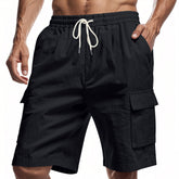 Men's Solid Colour Linen Shorts