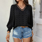 Casual Resort-Style Solid-Color Jacquard Embroidered Long-Sleeve Shirt