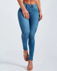 Slim fit pencil pants stretch high-rise jeans