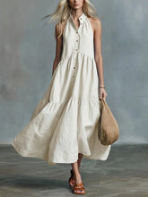 Casual Loose Linen Button-Down Vest Dress
