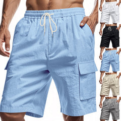 Men's Solid Colour Linen Shorts