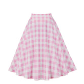 Plus Size Skirt Plaid Large Swing High Waist A- Line Skirt