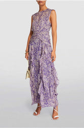 Spring And Off-the-shoulder Clothing V-neck Chiffon Dress
