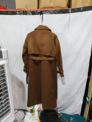 Double Breasted Lapel Shift Coat With Belt Vintage Suede Long Coat Outwear Clothing