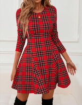 Artistic Vintage Clothing Popular Plaid Slim Fit Dress