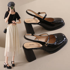 French Toe Cap High Heel Sandals Women