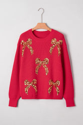 Christmas Decorative Sequins Round Neck Sweater