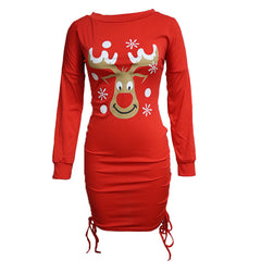 Christmas Long-sleeved Dress Pleated