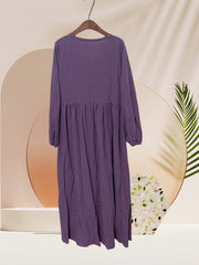 Linen Retro Bohemian Pleated High-Waisted Casual Dress