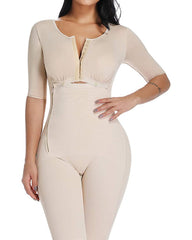 Bodyshaper Long sleeve Tummy Control Breast Support Side Zipper Long Bodysuit Shapewear