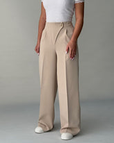 Asymmetric Unique Waist Design High-Rise Wide-Leg Trousers