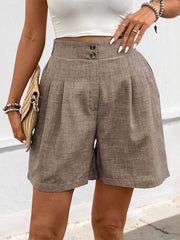 Pleated Shorts with Elastic Waist and Pockets
