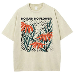 Flower Rain Print Unisex Vintage Wash T-Shirt