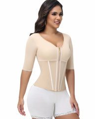 Fajas Colombianas High Compression Half Sleeves V Neck Waist Trainer Top