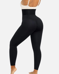 Patchwork Waistband Hook And Zipper Closure Tummy Control Booty Shaping Leggings