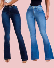 High Waist Slim Stretch Flared Jeans