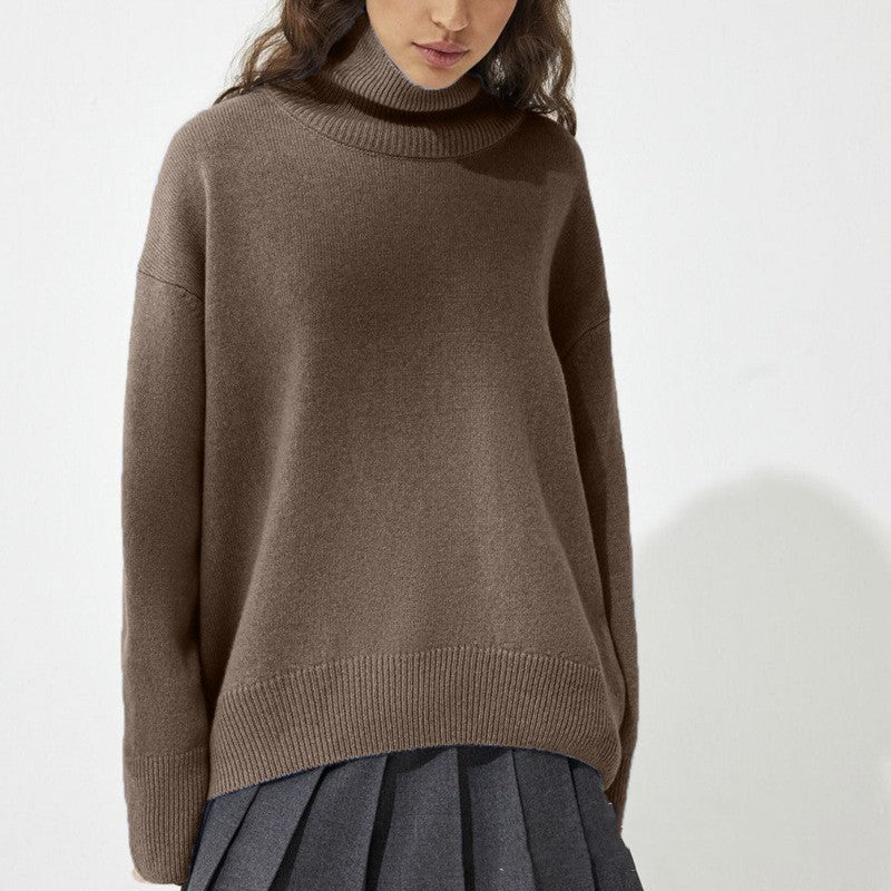 High Collar Loose Knitted Top Sweaters Clothing