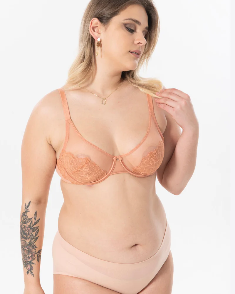 Underwire U-shaped Flower Transparent Bra