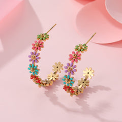 Ins Oil Dripping Color Flower Stainless Steel Bracelet