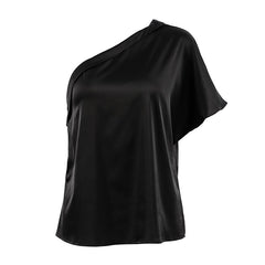 Irregular Collar Matte Color Tops Women