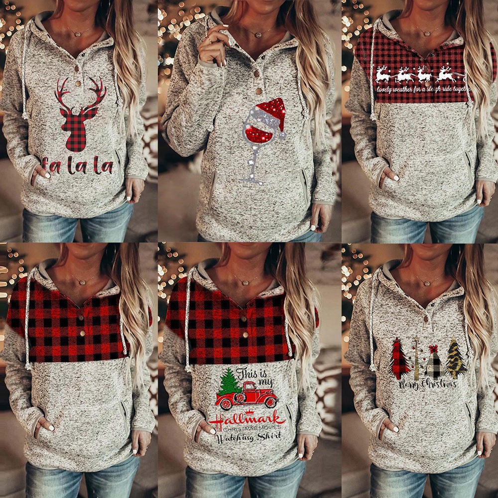 Jacket Christmas Letter Print Hooded Sweater