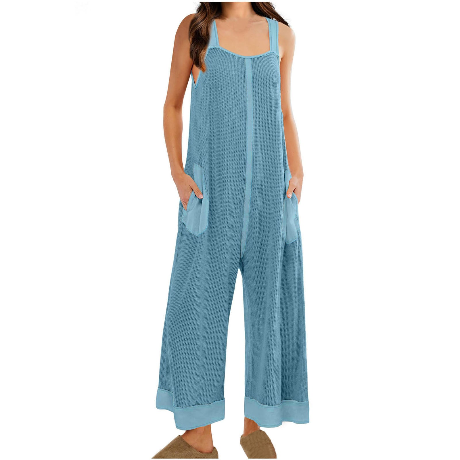 Casual Loose Jumpsuit Sleeveless U-neck One-piece