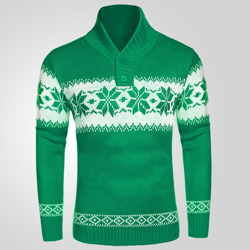 Men's Pullover Sweater And Long Sleeved Christmas Casual Jacquard Knitted Sweater Clothing For Men