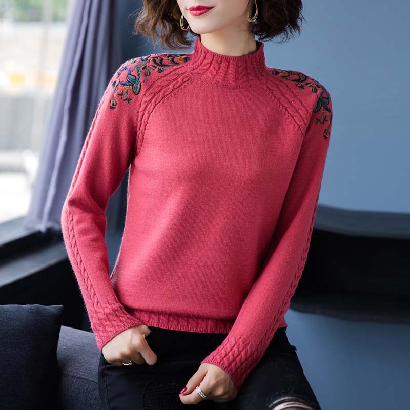 Embroidery Loose Sweater For Women