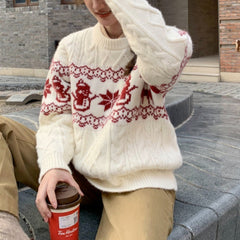 Loose Christmas Jacquard Geometric Sweater