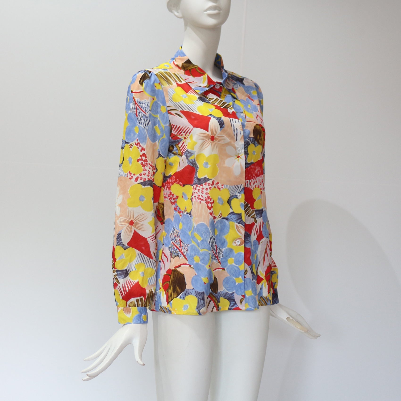 Casual Flower Print Long-sleeved Chiffon Shirt For Women