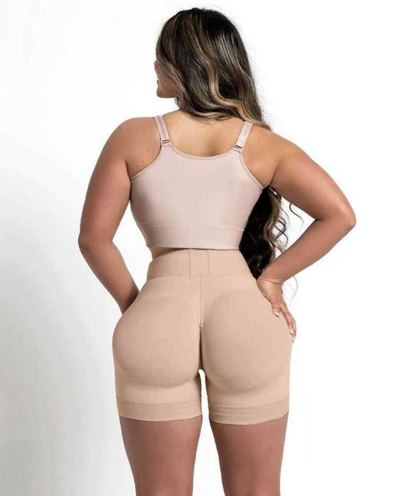 Adjustable Hook and Eye Front Closure Short Sleeve Shapewear With Bra