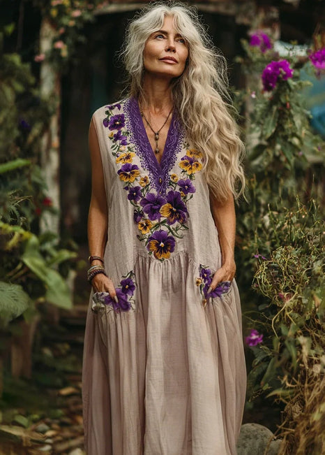 Pansy Linen Maxi Dress