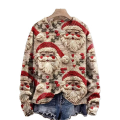Pullover Christmas Pattern Round Neck Sweatshirt