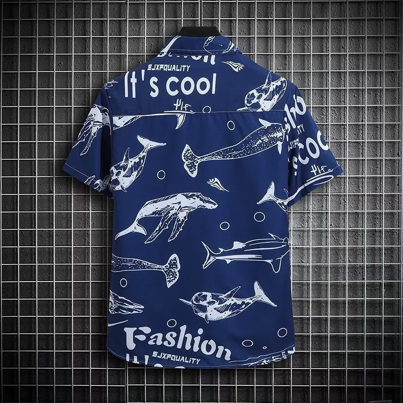 Ins Printed Shirt Beachwear Casual Shorts Suit