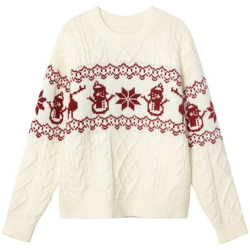 Loose Christmas Jacquard Geometric Sweater