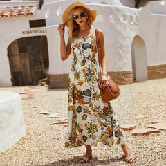 Holiday Style Dress Print Suspender Dress