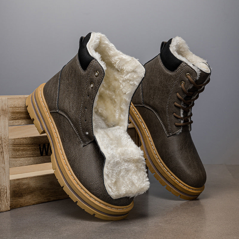 Mens Warm Western Cowboy Boots With Thick Sole In A Retro Style