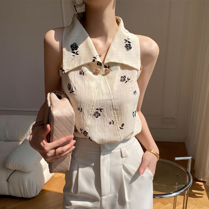 Retro Off-Shoulder Sleeveless Top â€?Vintage-Inspired Charm