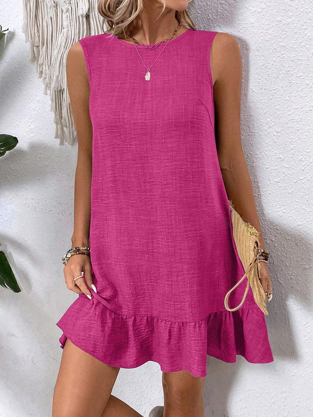 Ruffle Dress Loose Sleeveless Straight Beach Dresses For Women