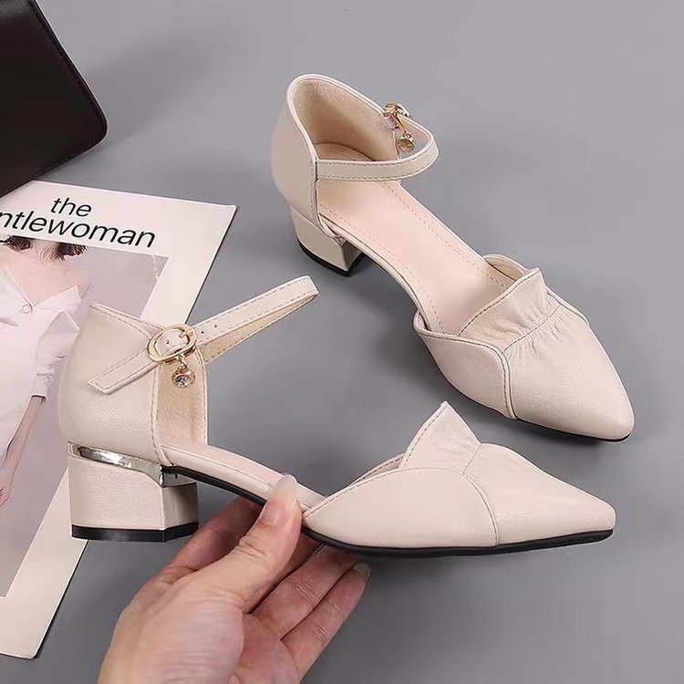 Coarse Heel Sandals Buckle Large