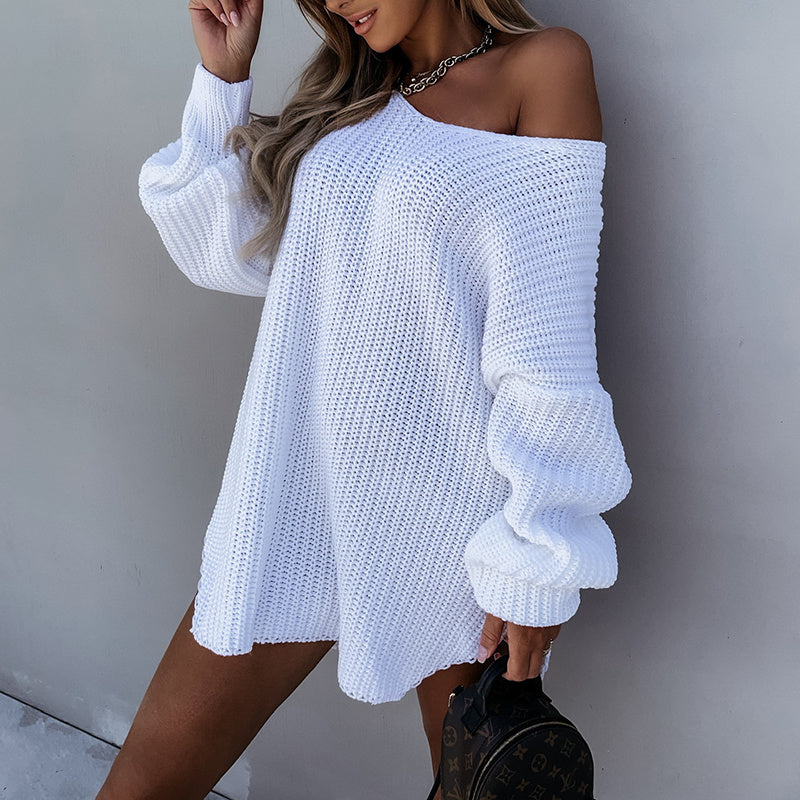 Pullover Solid Color Knit Sweater