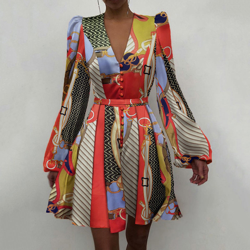 Spring Satin V-Neck Slim Dress â€?Elegant Temperament Style