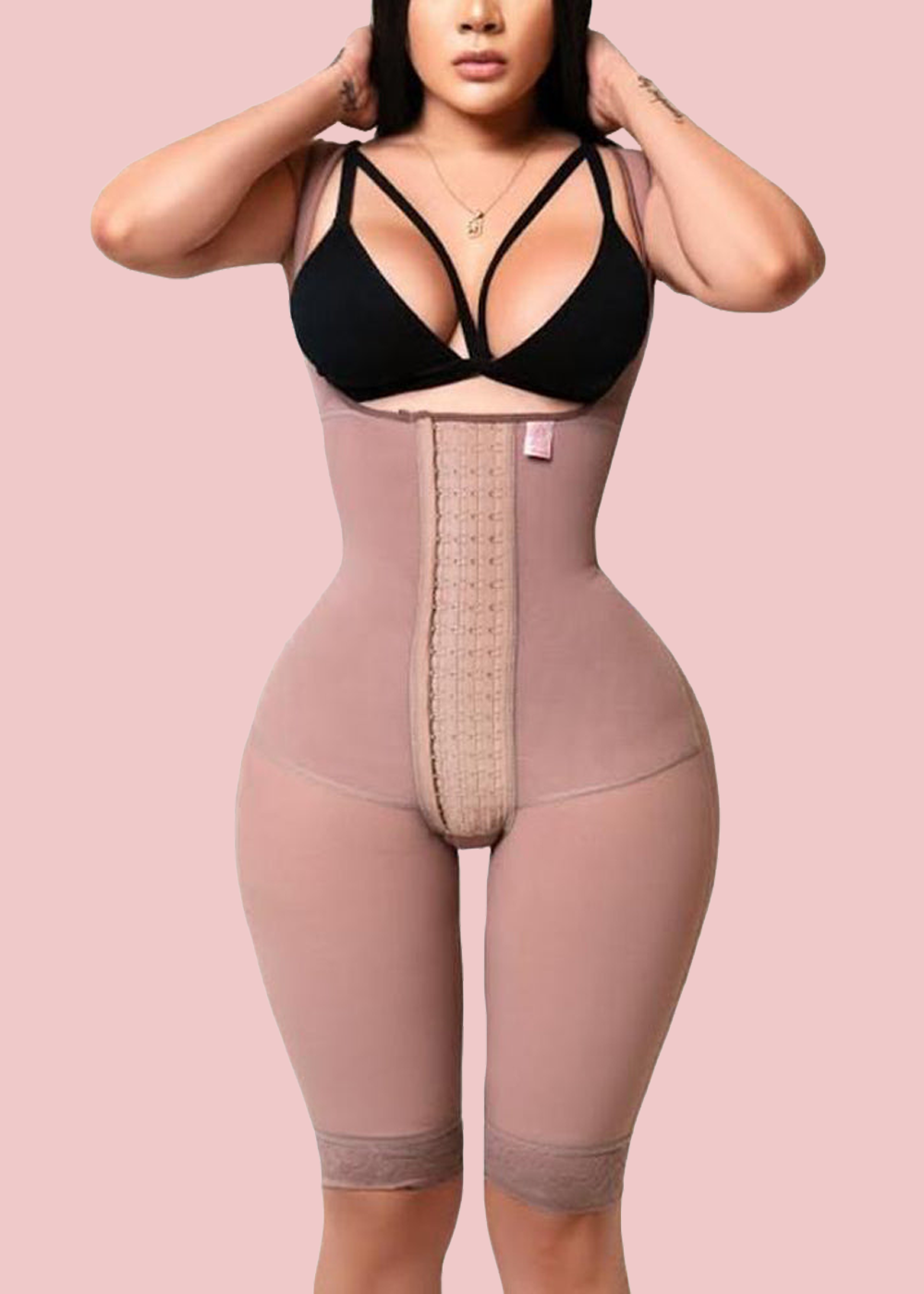 Open Bust Tummy Control Fajas Adjustable Hook and Eye Front Closure Shapewear