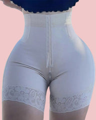 BBL High-Waisted Adjustable Hook & Eye Zipper Crotch Butt Lifter Shaper Shorts with Bones