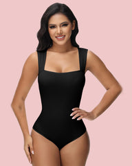 Ribbed Strappy Square Neck Sleeveless Tummy Control Tank Tops Bodysuits