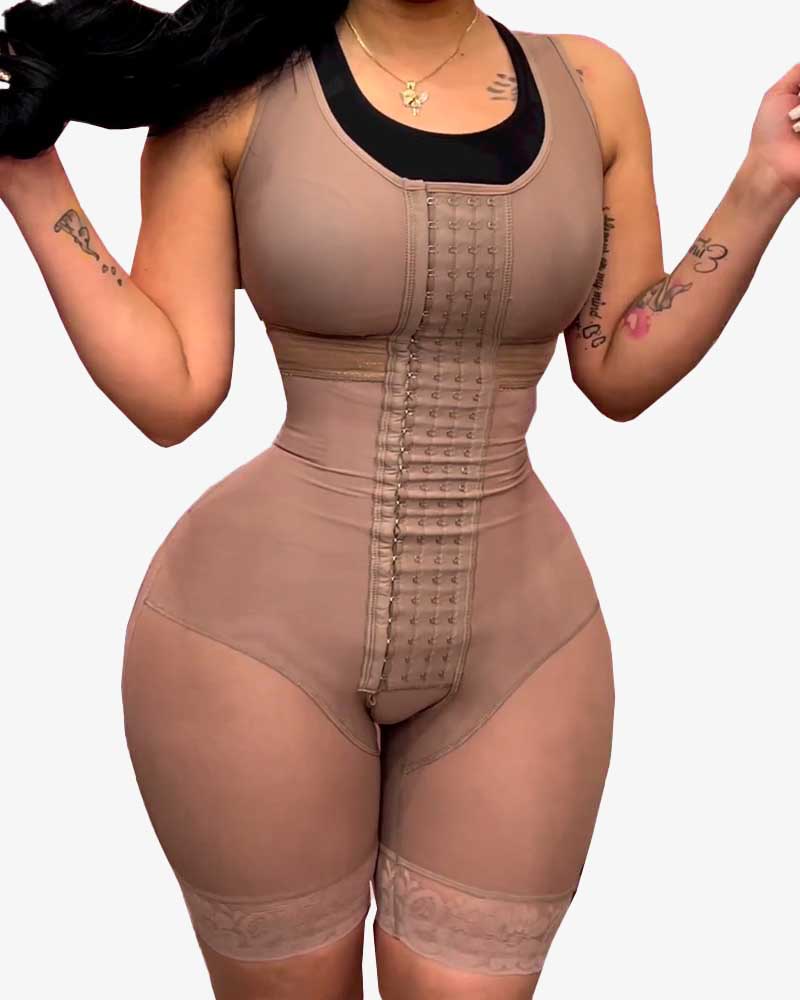 Full Body Shapewear For Tummy Control Hook And Eye Closure Adjustable Breast Support Bodyshaper