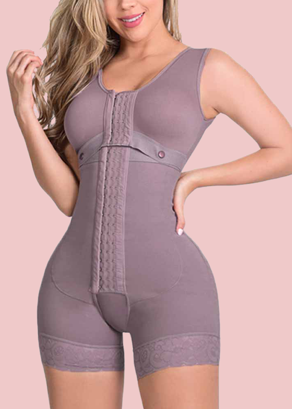 High Compression Hook Closure Adjustable Bra Slimming Bodysuit