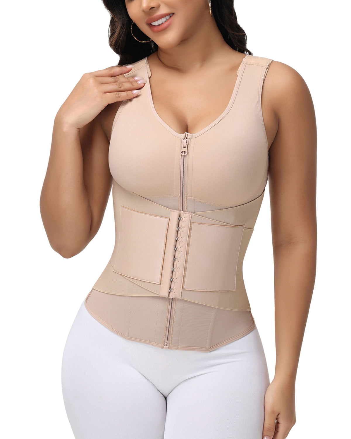 Zipper & Button Double Pressure Waist Trainer